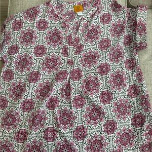 Ruby Rd. Floral Pink, white and Black Blouse